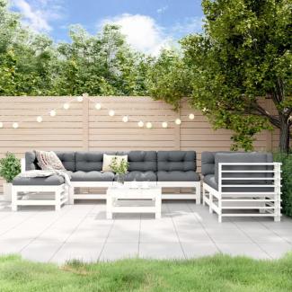 vidaXL 8-tlg. Garten-Lounge-Set Weiß Massivholz Kiefer