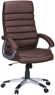 KADIMA DESIGN Bürostuhl LIRI Kunstleder - Ergonomischer Schreibtischstuhl mit hoher Rückenlehne, Wippmechanismus und Lendenwirbelstütze. Farbe: Braun