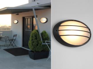 Außenwandleuchte TIRSO Schwarz Gitterlampe IP44 oval Breite 32cm