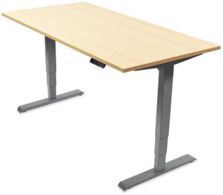 Desktopia Pro - Elektrisch höhenverstellbarer Schreibtisch / Ergonomischer Tisch mit Memory-Funktion, 5 Jahre Garantie - (Ahorn, 120x80 cm, Gestell Grau)