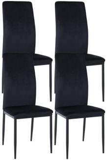 4er Set Esszimmerstühle Savino Samt (Farbe: schwarz)