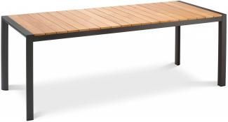 Best Freizeitmöbel Aluminium Tisch Paros 160 x 90 cm anthrazit/Teakholz Loungetisch