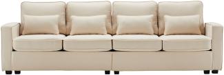 Merax Modernes 4-Sitzer-Sofa aus Leinenstoff, Viersitzer-Sofa mit Armlehnentaschen und 4 Kissen, Sofa im einfachen Stil, geeignet für Wohnzimmer, Wohnung, Büro, Beige