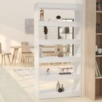 Bücherregal/Raumteiler Hochglanz-Weiß 80x30x166cm Holzwerkstoff