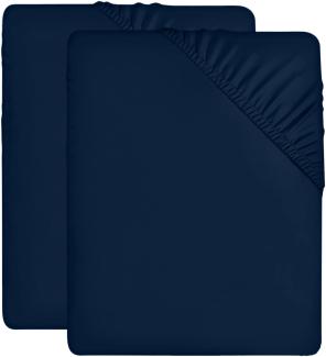Utopia Bedding - 2er Set Spannbettlaken 90x200cm - Marineblau - Gebürstete Mikrofaser Spannbetttuch - 35 cm Tiefe Tasche