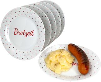 6er Set Berta Brotzeit / Bratzeit Teller 6 Personen Grill-Platt Frühstücksteller