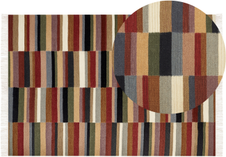 Kelim Teppich Wolle mehrfarbig 160 x 230 cm geometrisches Muster Kurzflor MUSALER