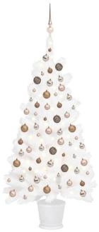 vidaXL Künstlicher Weihnachtsbaum mit LEDs & Kugeln Weiß 65 cm, Mit Beleuchtung [3077630]