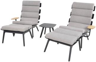 Balkon-Sitzgruppe VENTUS inkl. 2 Sessel, 2 Fußbänke & Tisch in grau
