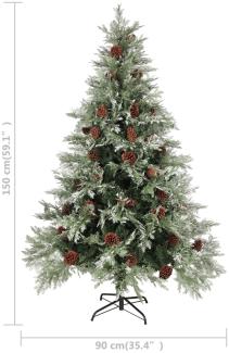 vidaXL Weihnachtsbaum mit LEDs & Zapfen Grün & Weiß 150 cm PVC & PE