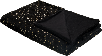Kuscheldecke Schwarz Polyester Stoff 150 x 200 cm mit Sternen Motiv