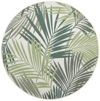 Runder Gartenteppich und Outdoorteppich NATURALIS, Ø 160 cm, Design: palm leaf
