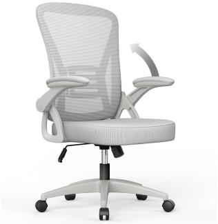 BIGZZIA Bürostuhl Ergonomischer Sitz, Sessel mit 90° klappbarer Armlehne, Lordosenstütze, höhenverstellbar