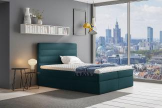 Stylefy 'Adelasia' Boxspringbett Strukturstoff Inari Türkis 180 x 200 cm