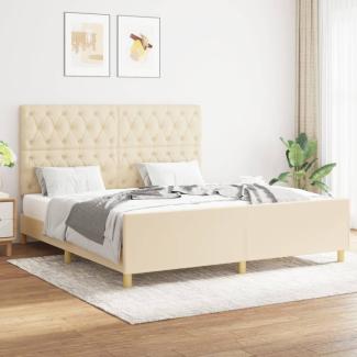 Doppelbett mit Kopfteil Stoff Creme 160 x 200 cm [3125313]