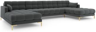 Micadoni 6-Sitzer Panorama Sofa Mamaia | Bezug Dark Grey | Beinfarbe Gold Metal