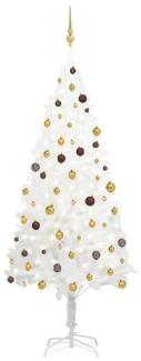 vidaXL Künstlicher Weihnachtsbaum mit LEDs & Kugeln Weiß 240 cm, Mit Beleuchtung [3077550]
