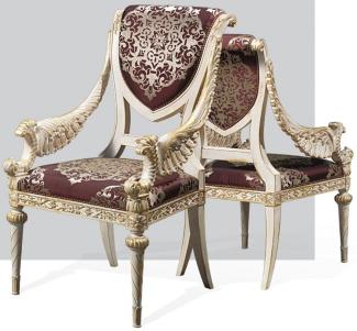 Casa Padrino Luxus Barock Esszimmer Stuhl Set Lila / Silber / Weiß / Gold 62 x 74 x H. 103 cm - Prunkvolles Küchen Stühle 4er Set - Hotel Restaurant Schloss Möbel - Luxus Qualität - Made in Italy