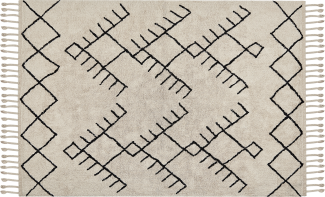 Teppich Baumwolle beige schwarz 160 x 230 cm geometrisches Muster Kurzflor ERLER