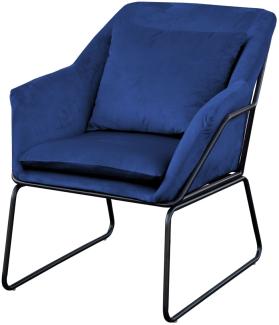 SVITA JOSIE Sessel gepolstert Beistellsessel blau Couch Einzel Relaxsessel Samt
