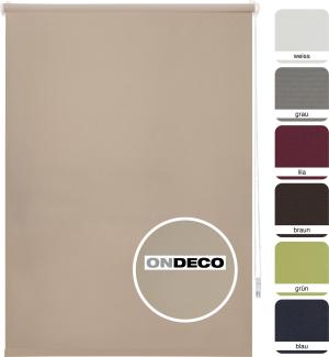 ondeco Tageslichtrollo ohne Bohren, Klemmfix Sichtschutzrollo Seitenzugrollo Klemmrollo, lichtdurchlässig und Blickdicht - Sand - 60x160 cm