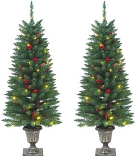 vidaXL Künstliche Weihnachtsbäume 2 Stk. 100 LEDs Grün 120 cm