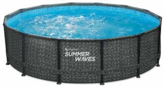 Summer Waves Elite Frame Pool | Aufstellpool rund | Komplettset | Rattanoptik | Ø 427x107 cm