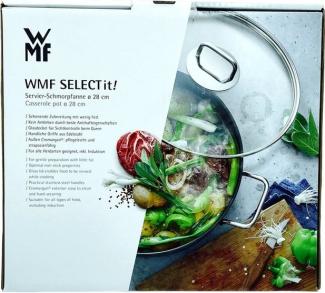 WMF Schmorpfanne WMF Schmorpfanne 28cm, (Cromargan® Edelstahl Rostfrei 18/10, mit Glasdeckel)