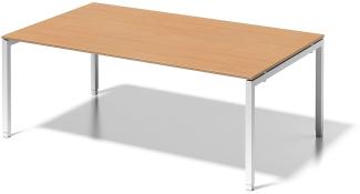 Cito Chefarbeitsplatz/Konferenztisch, 650-850 mm höheneinstellbares U-Gestell, H 19 x B 2000 x T 1200 mm, Dekor buche, Gestell verkehrsweiß