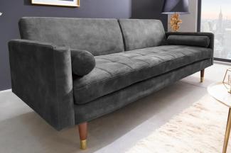 Design Schlafsofa DIVANO 196cm grau Mikrovelours 3-Sitzer Sofa Bettfunktion