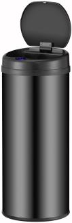 Juskys Automatik Mülleimer mit Sensor 50L - elektrischer Abfalleimer, Bewegungssensor, automatischer Deckel, wasserdicht, Klemmring, Küche - Schwarz