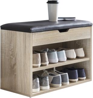 KADIMA DESIGN Schuhbank CIGNO mit Stauraum und Sitzkissen – Elegante Garderobenbank mit 2 Ebenen und extra Fach für Schuhe und Accessoires. Farbe: Beige