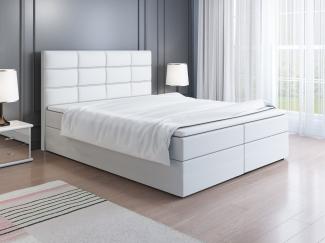 Boxspringbett Schlafzimmerbett ARNAU 160x200cm in Kunstleder Soft Weiß