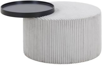 Tisch Couchtisch Durchmesser 70 cm MDF und Textil Grau/Schwarz