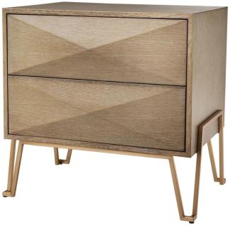 Casa Padrino Luxus Nachttisch mit 2 Schubladen Braun / Messing 62,5 x 49 x H. 60 cm - Luxus Qualität