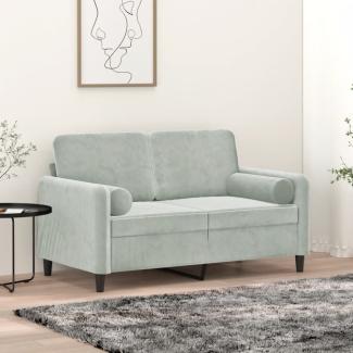 vidaXL 2-Sitzer-Sofa mit Zierkissen Hellgrau 120 cm Samt