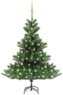 vidaXL Künstlicher Weihnachtsbaum Nordmann LED & Kugeln Grün 180 cm, Mit Beleuchtung [3077646]