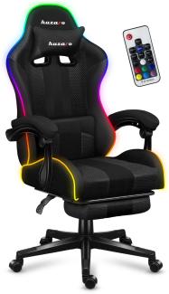 huzaro Force 4. 7 Gaming Stuhl Bürostuhl Schreibtischstuhl Gamer Sessel bis 140 kg belastbar Duale Neigung Armlehnen Nackenkissen Lendenkissen Fußstütze RGB Mesh Schwarz