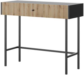 Selsey Divenos - Schminktisch mit Schublade, Schwarz / Holzoptik Eiche, 93 cm