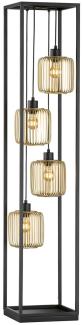 Stehlampe mehrflammig Schwarz Gold Höhe 150cm mit LED dimmbar