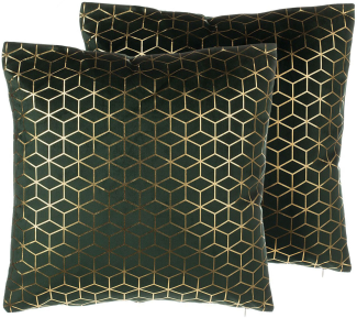 Dekokissen Netzmuster Samtstoff dunkelgrün 45 x 45 cm 2er Set CELOSIA