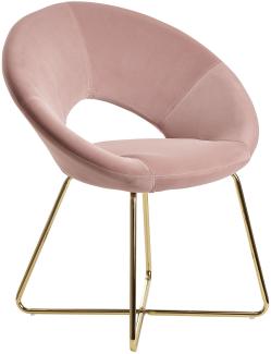 KADIMA DESIGN NETO Esszimmerstuhl aus Samt mit Metallbeinen und gepolsterter Sitzschale. Farbe: Rosa
