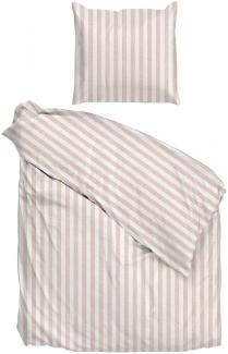 Zo! Home Cotton Bettwäsche 155x220 Banda di Lino Shell Nude rosa weiß Streifen