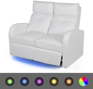 vidaXL LED-Ruhesessel 2-Sitzer Kunstleder Weiß