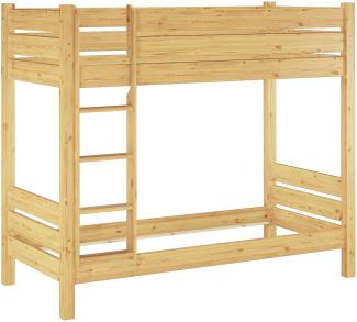 Erst-Holz Etagenbett mit waagrechten Balken, Kiefer, Natur 90 x 220 Bett