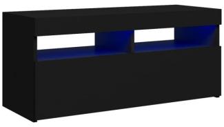 vidaXL TV Schrank mit LED-Leuchten Lowboard Fernsehschrank Fernsehtisch Sideboard HiFi-Schrank TV Möbel Tisch Board Schwarz 90x35x40cm