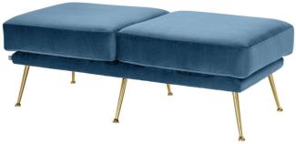Casa Padrino Luxus Sitzbank Blau / Messingfarben 125 x 58 x H. 45 cm - Designermöbel