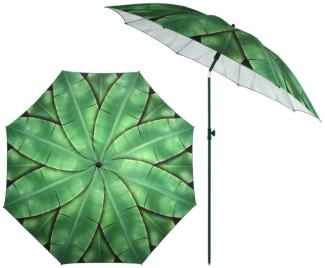 Rivanto Sonnenschirm Bananenblätter mit Metallstiel, Ø 184 cm, Höhe 226 cm, höhenverstellbar, kann abgewinkelt werden, grüne Bananenblätter Optik