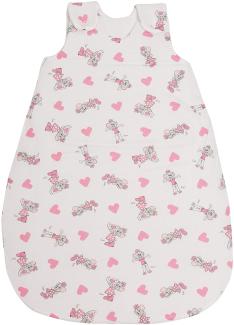 pic Bear Premium Babyschlafsack aus Jersey-Baumwolle – Atmungsaktiv, Mitwachsend und für Ganzjahres-Nutzung mit verstellbaren Größen 86/92 Edda Herzen rosa