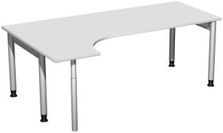 PC-Schreibtisch '4 Fuß Pro' links, höhenverstellbar, 200x120cm, Lichtgrau / Silber